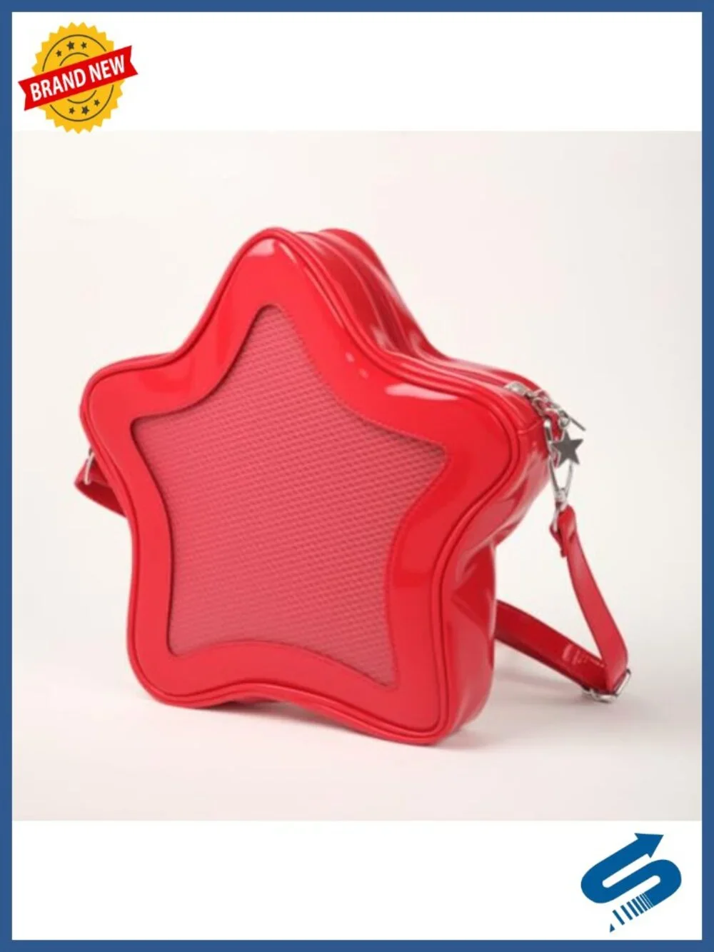 Star Shaped Ita Bag Pins Display Crossbody Backpack PU Leather
